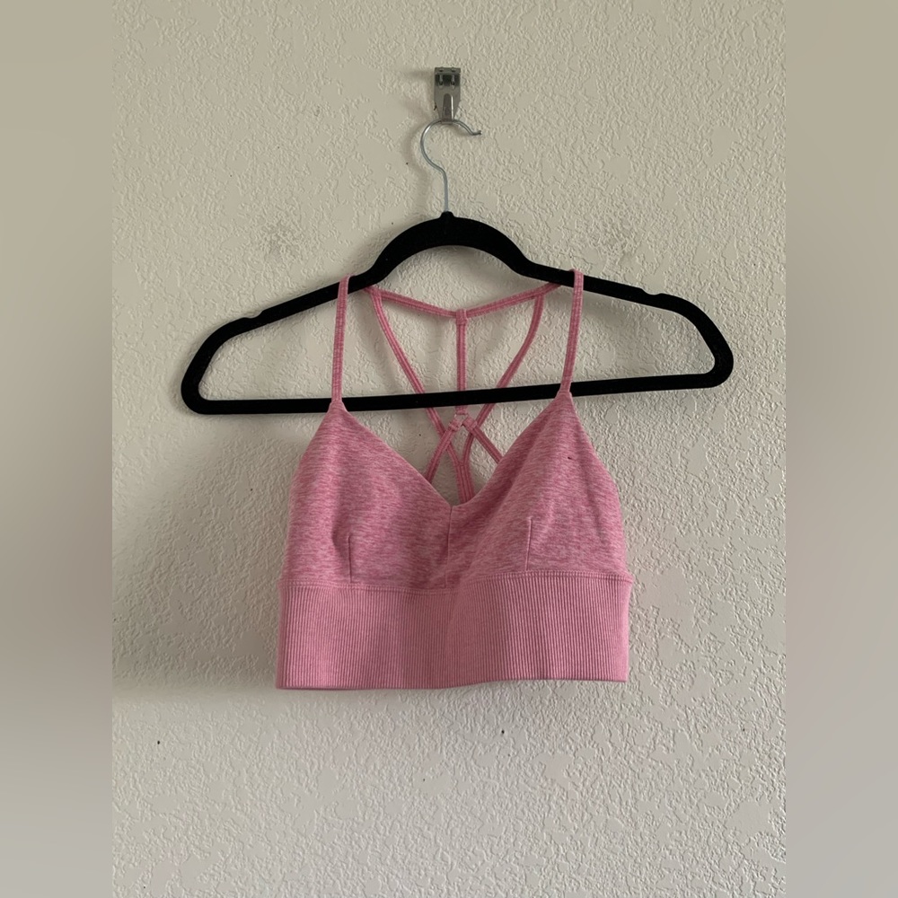 Alo Yoga Alosoft Lavish Bra In Parisian Pink Heather Size S